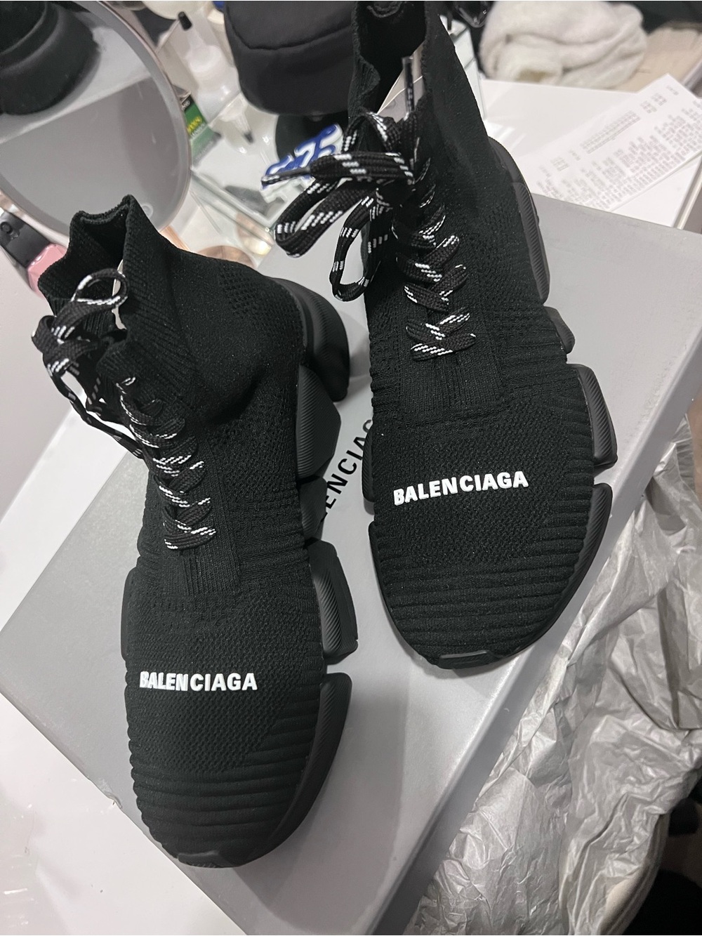 Balenciaga SPEED 2.0 LACE UP RECY.K/S.MON NEW RECYCLED KNIT/SOLE MONOC. BLACK